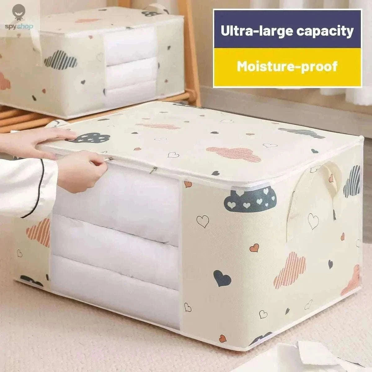 Large Capacity Storage Bag Organizer for Tidy Home Storage-Large Beige
