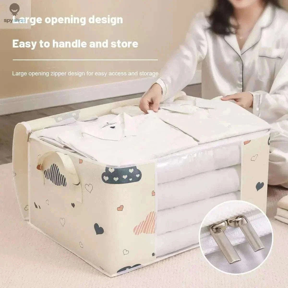 Large Capacity Storage Bag Organizer for Tidy Home Storage-Large Beige