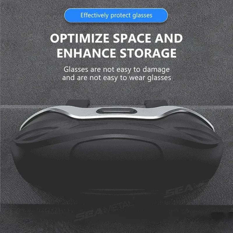 Large Car Glasses Holder Clip on Sun Visor Anti Scratch Flocking Layer-Brown