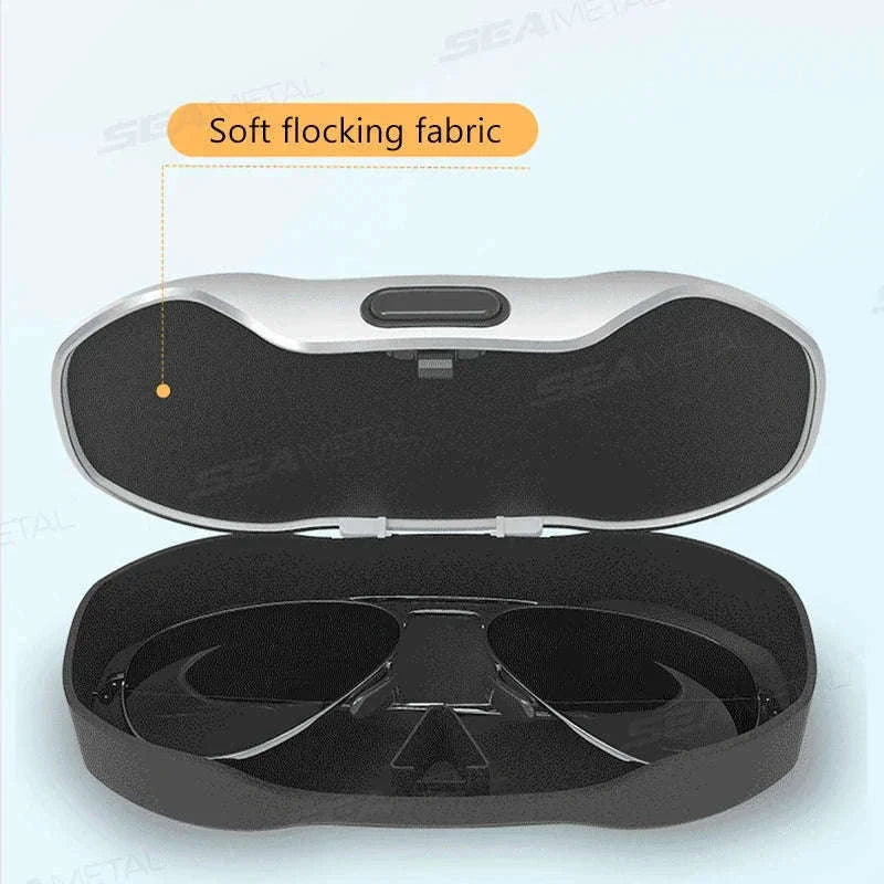 Large Car Glasses Holder Clip on Sun Visor Anti Scratch Flocking Layer-Brown