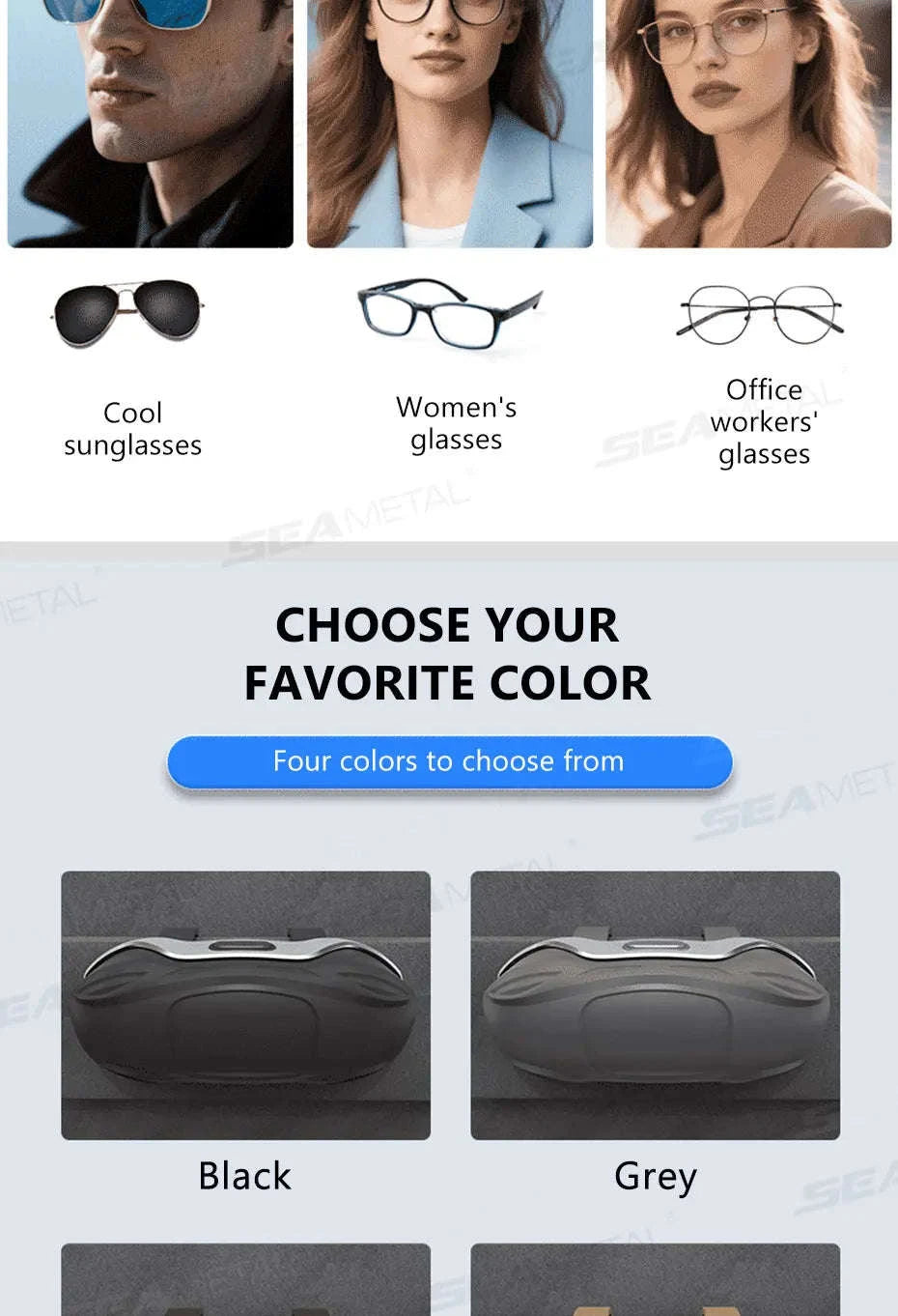 Large Car Glasses Holder Clip on Sun Visor Anti Scratch Flocking Layer-Brown
