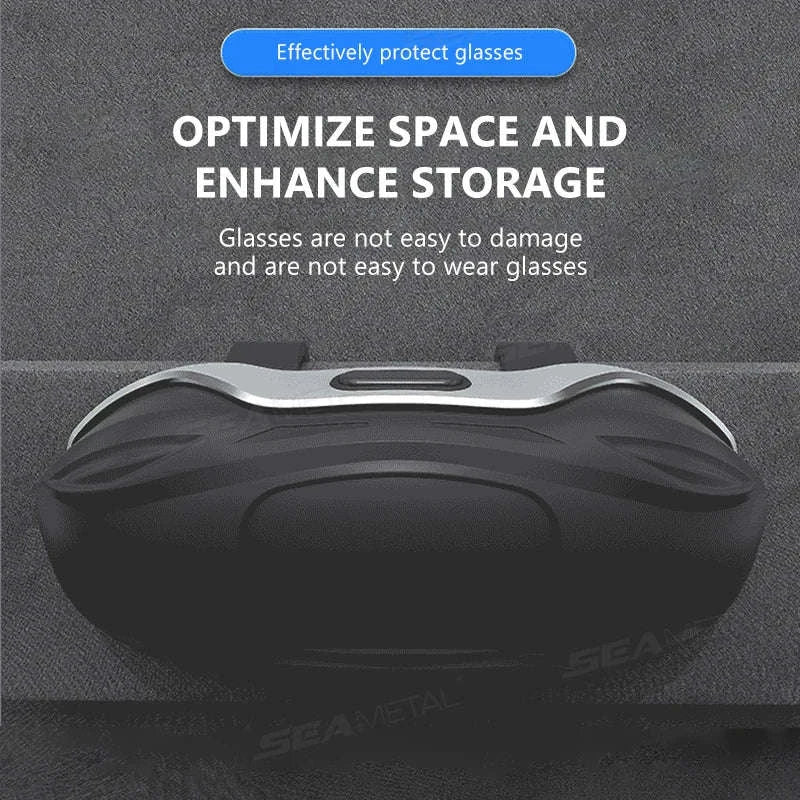 Large Car Glasses Holder Clip on Sun Visor Anti Scratch Flocking Layer-Brown