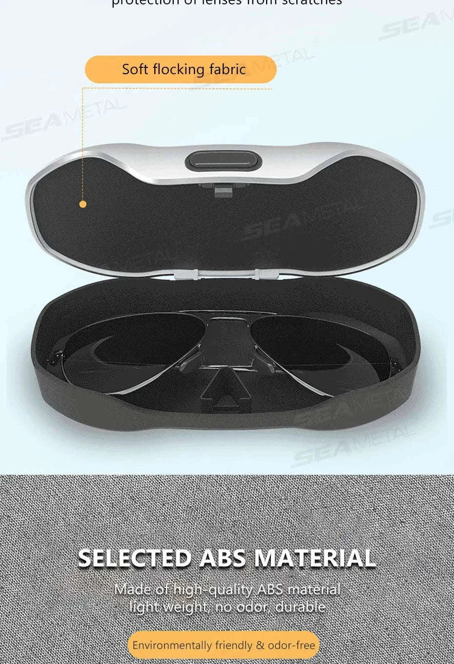 Large Car Glasses Holder Clip on Sun Visor Anti Scratch Flocking Layer-Brown