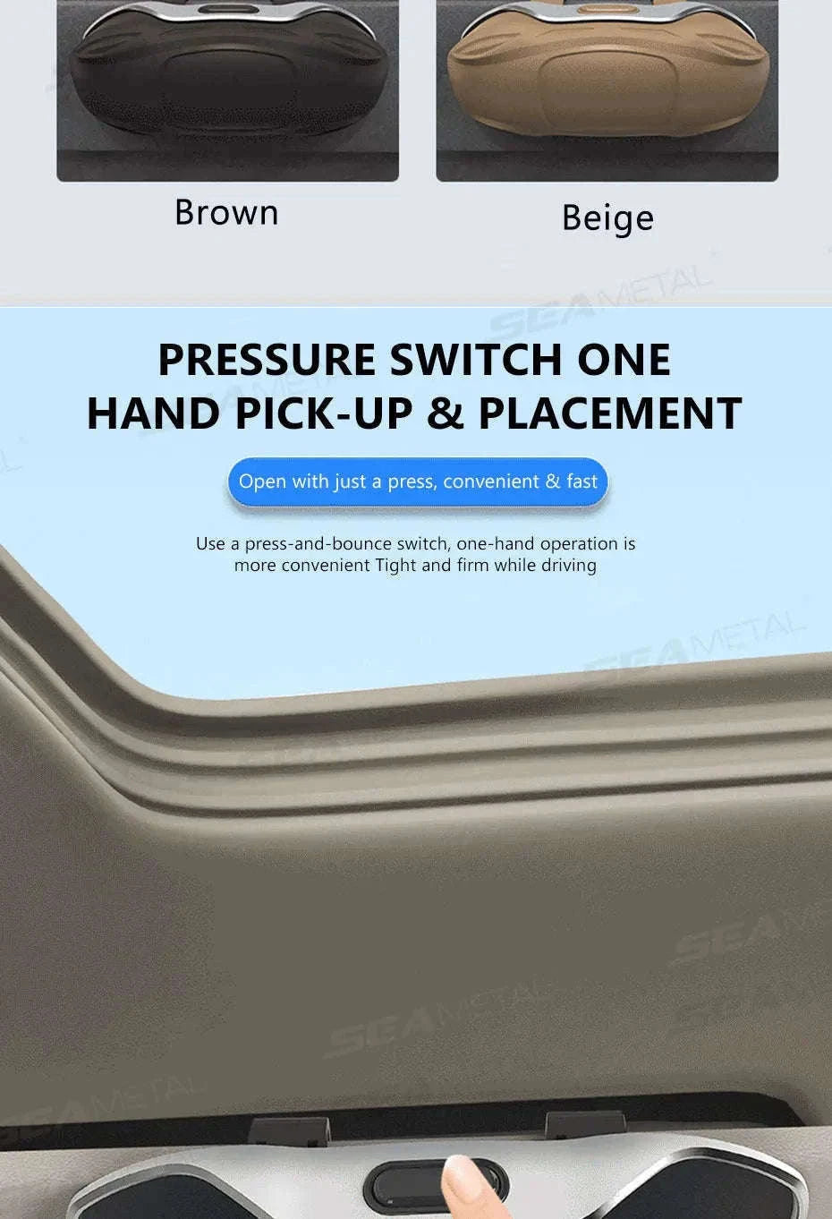 Large Car Glasses Holder Clip on Sun Visor Anti Scratch Flocking Layer-Brown