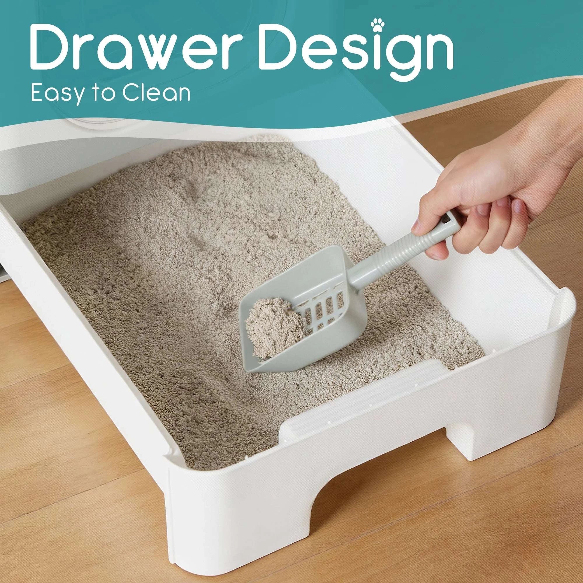 Large Covered Cat Litter Box with Lid and Scoop, 23.6" Foldable Design-Pink / United States