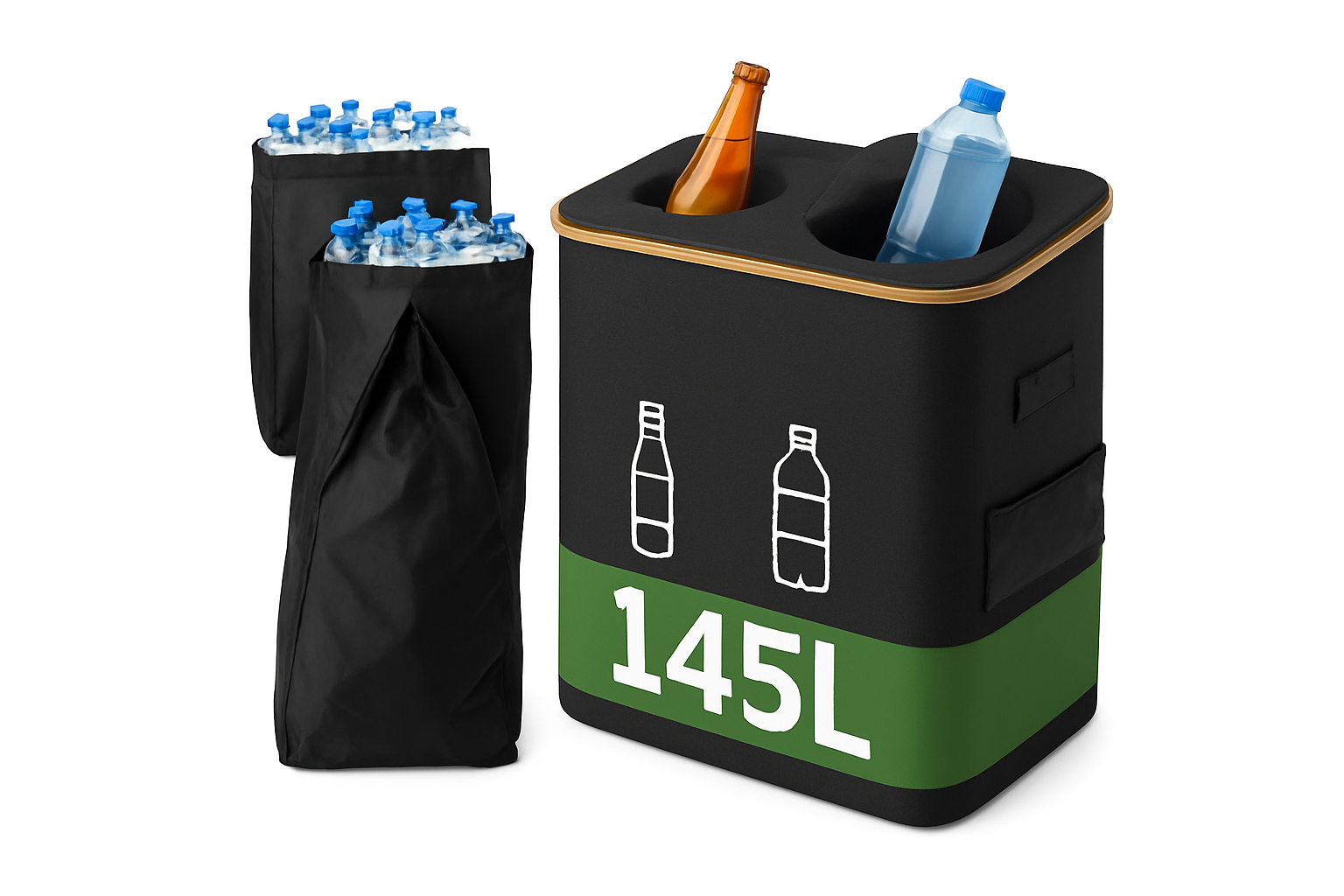 Duży składany pojemnik do recyklingu z pokrywą 100L 145L organizer do przechowywania