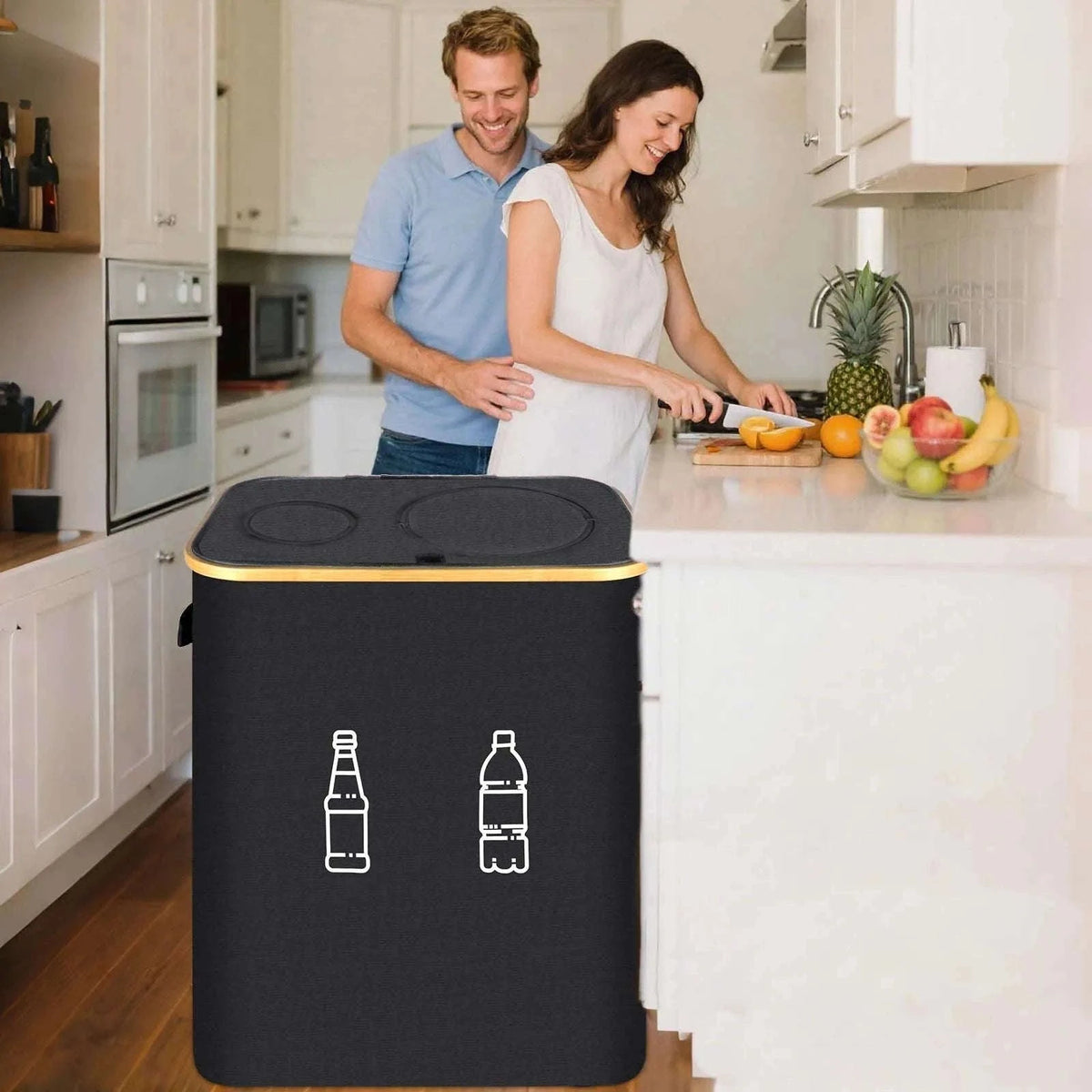Large Foldable Recycling Bin with Lid 100L 145L Storage Organizer-145L / france