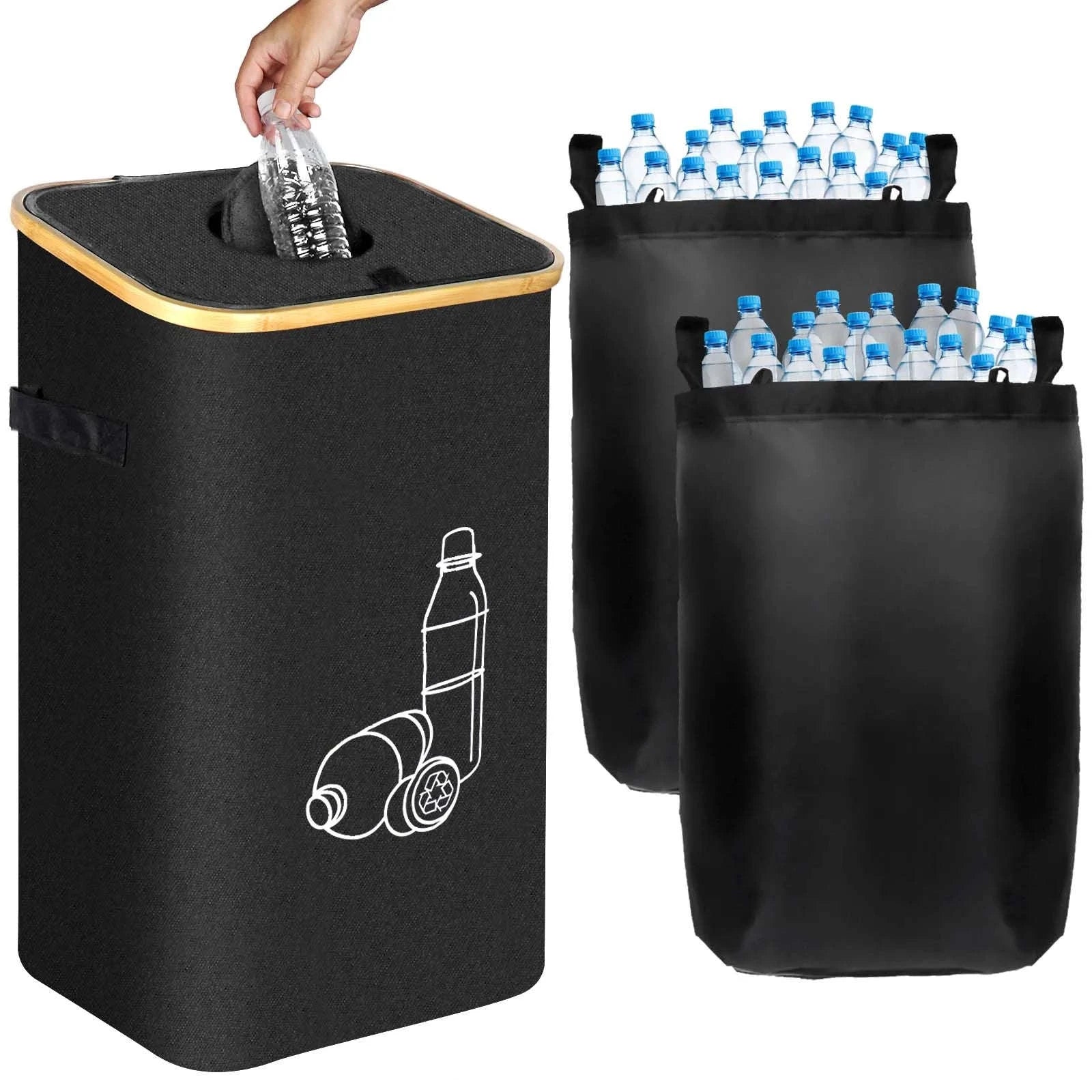 Large Foldable Recycling Bin with Lid 100L 145L Storage Organizer-145L / france
