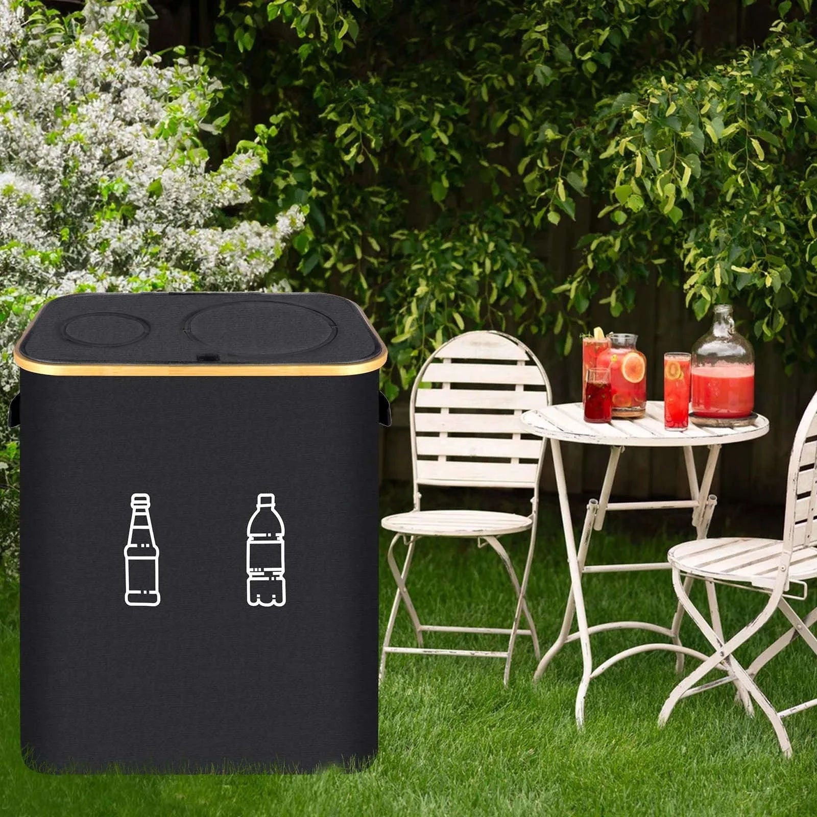 Large Foldable Recycling Bin with Lid 100L 145L Storage Organizer-145L / france