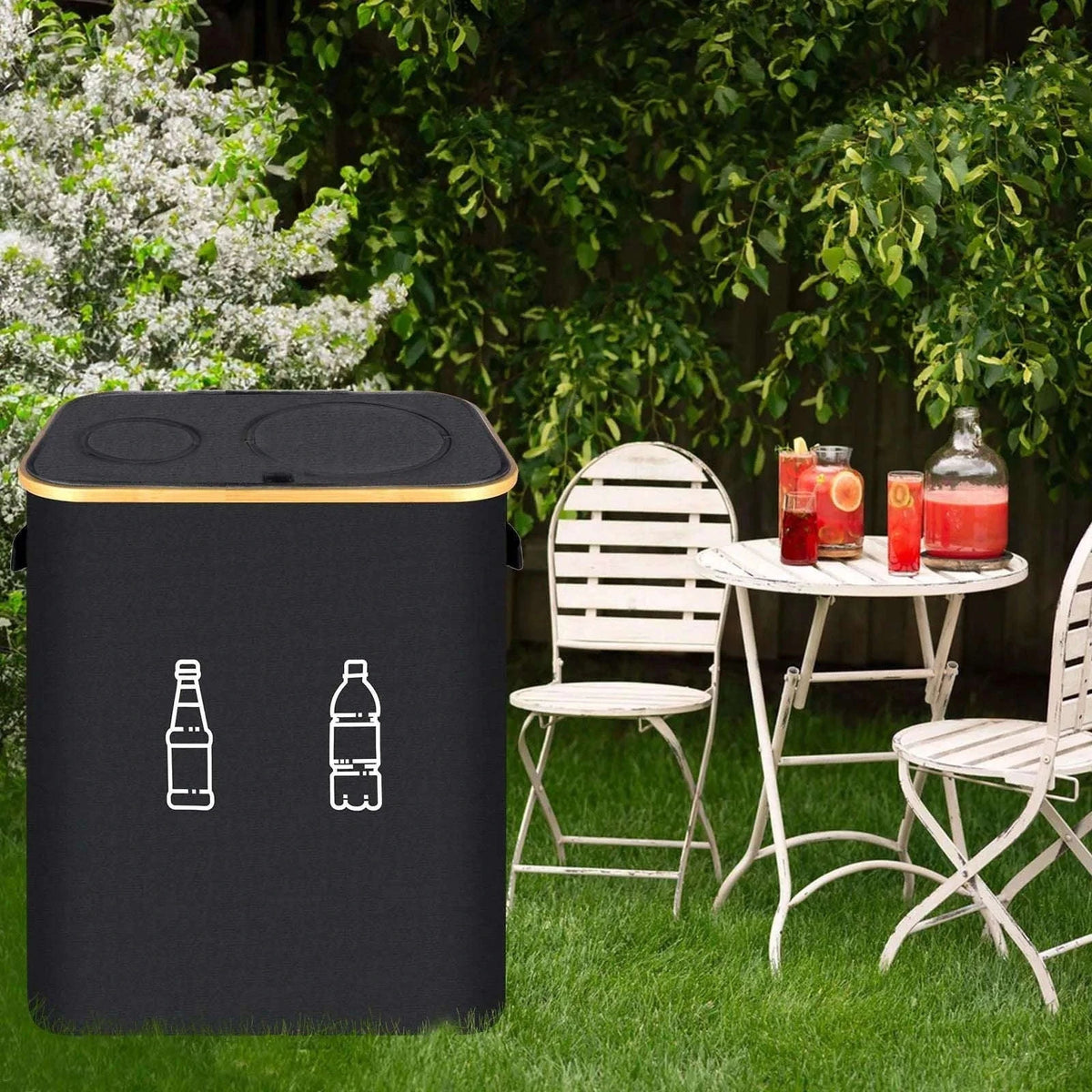 Large Foldable Recycling Bin with Lid 100L 145L Storage Organizer-145L / france