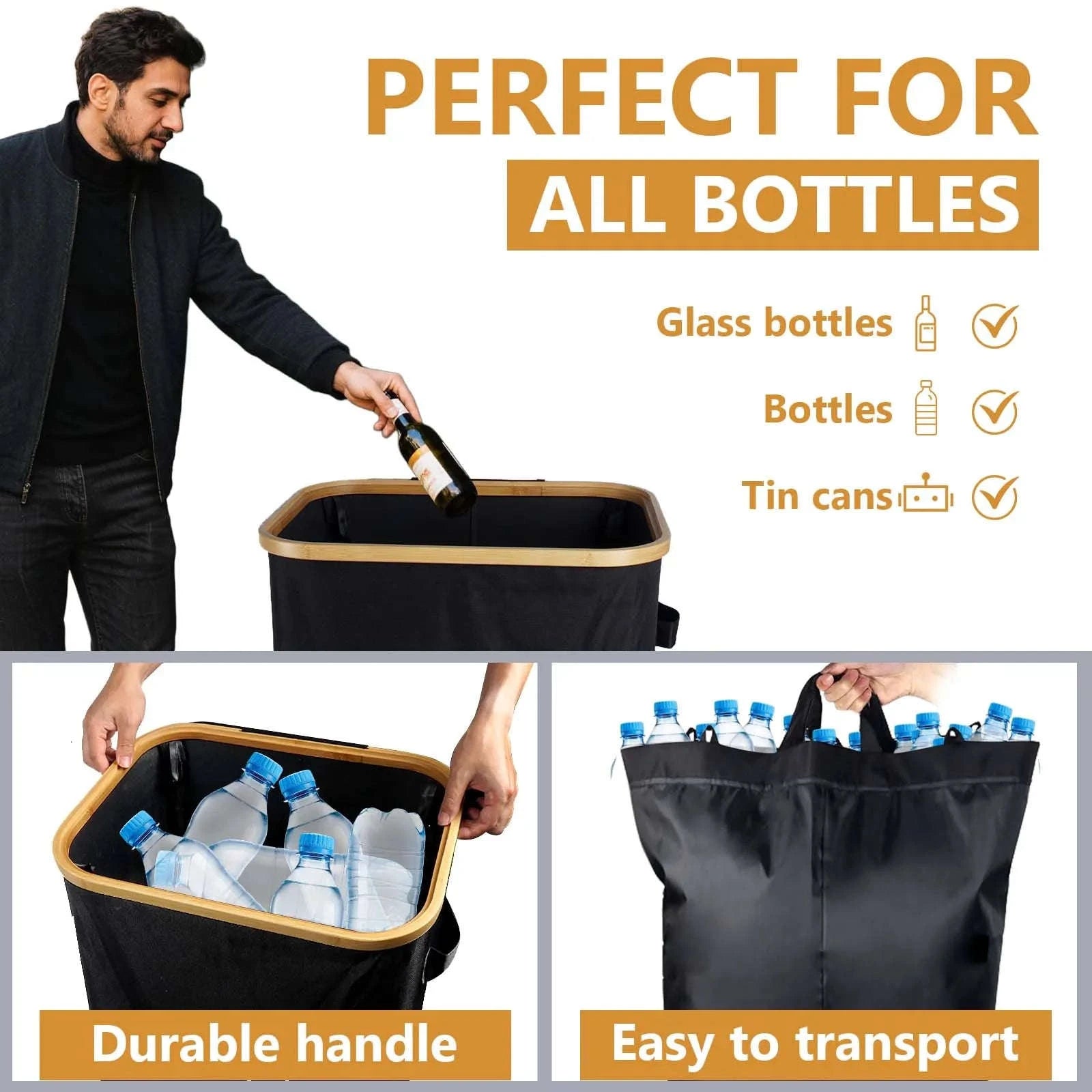 Large Foldable Recycling Bin with Lid 100L 145L Storage Organizer-145L / france