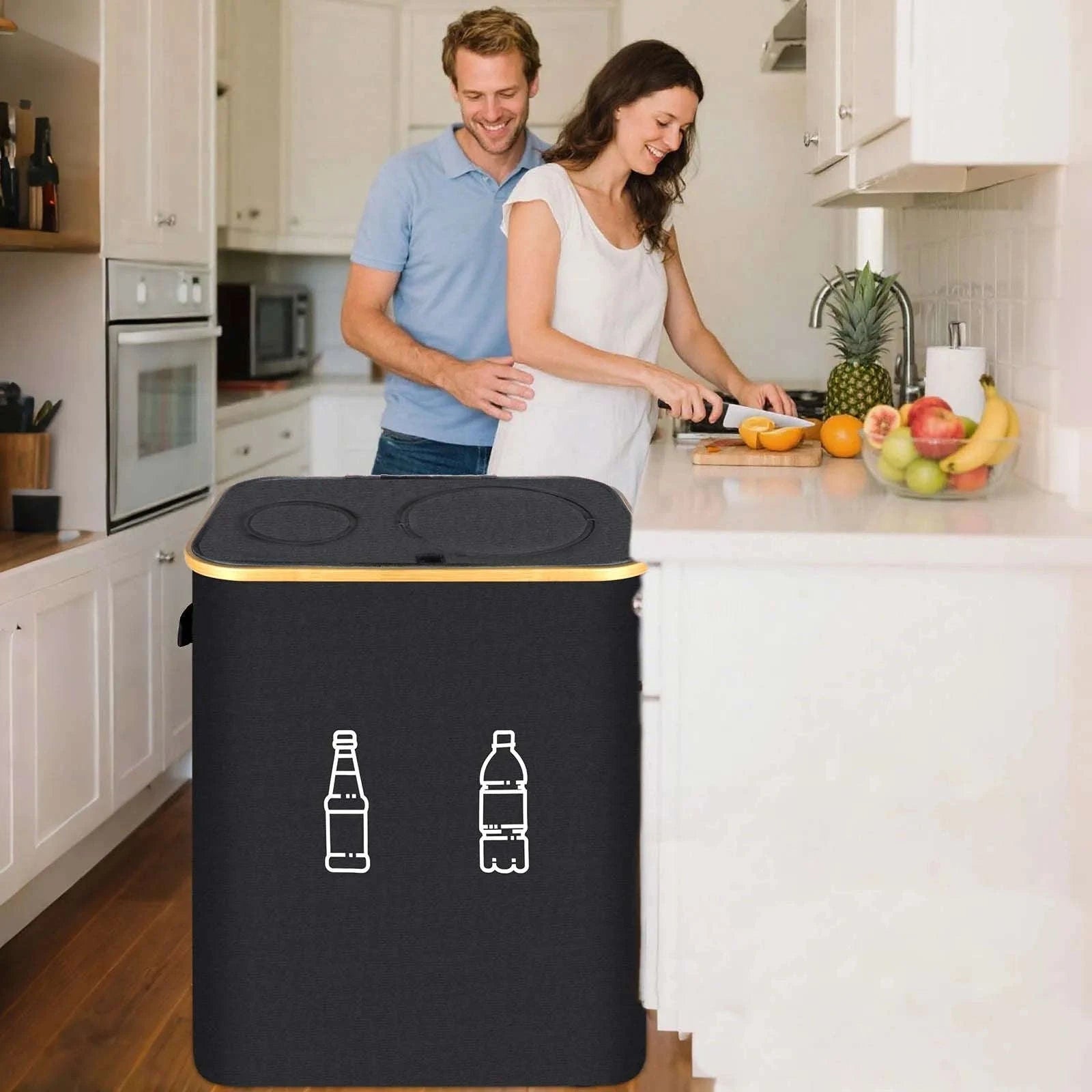 Large Foldable Recycling Bin with Lid 100L 145L Storage Organizer-145L / france