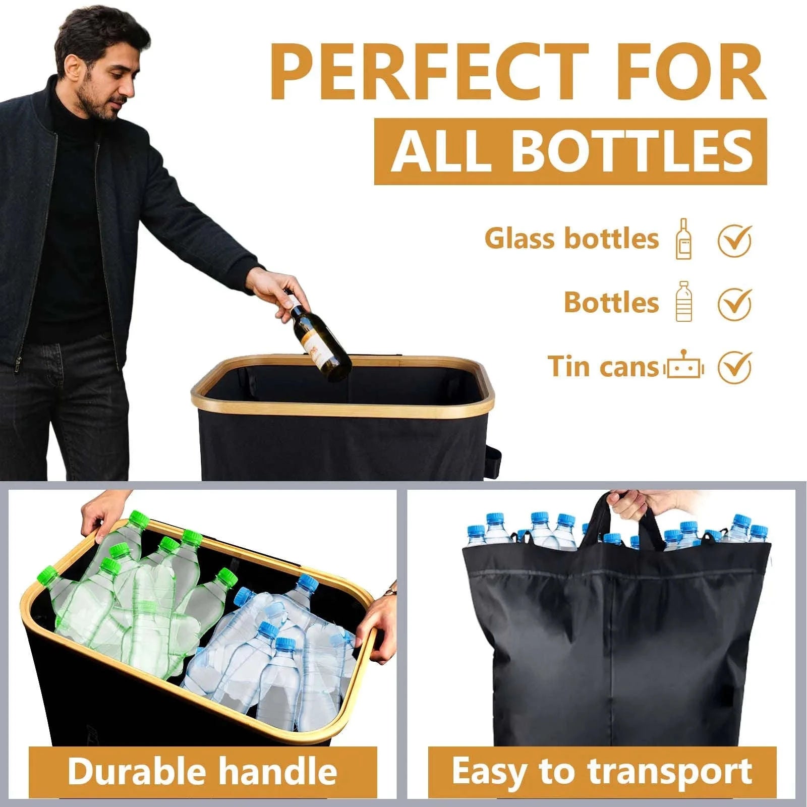 Large Foldable Recycling Bin with Lid 100L 145L Storage Organizer-145L / france