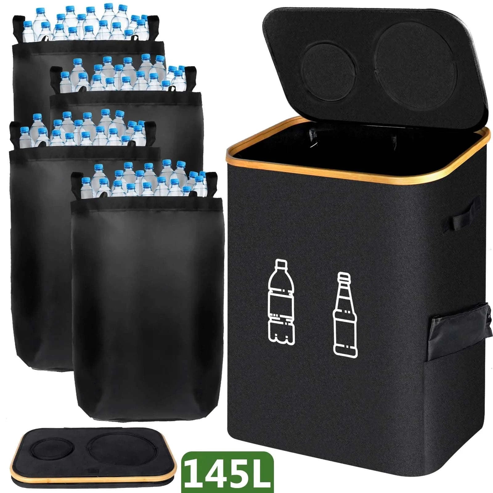Large Foldable Recycling Bin with Lid 100L 145L Storage Organizer-145L / france