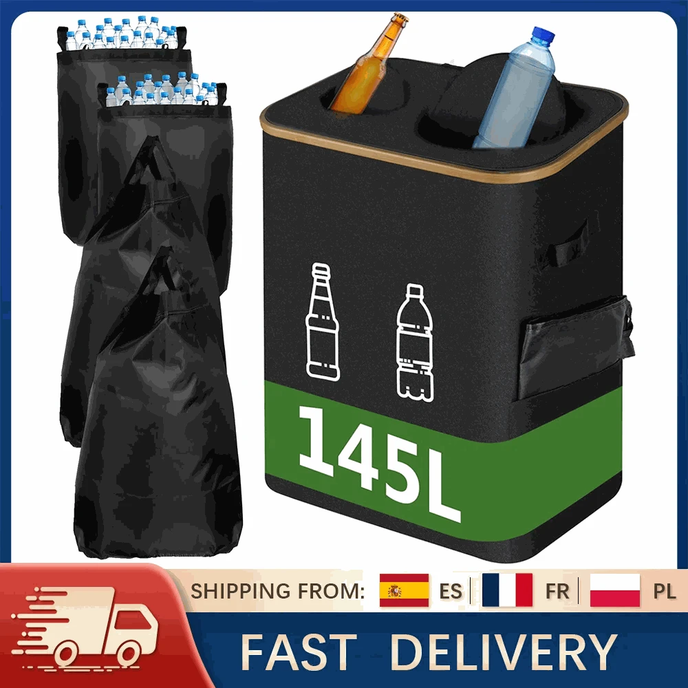Large Foldable Recycling Bin with Lid 100L 145L Storage Organizer-145L / france