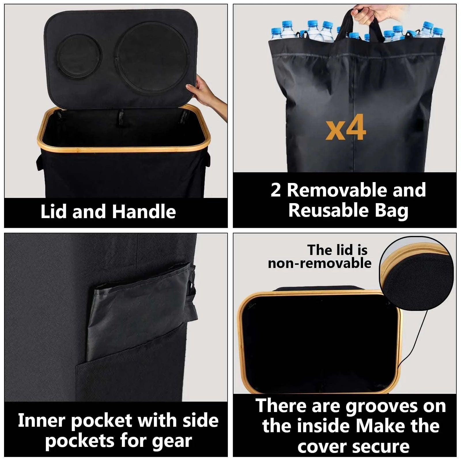 Large Foldable Recycling Bin with Lid 100L 145L Storage Organizer-145L / france