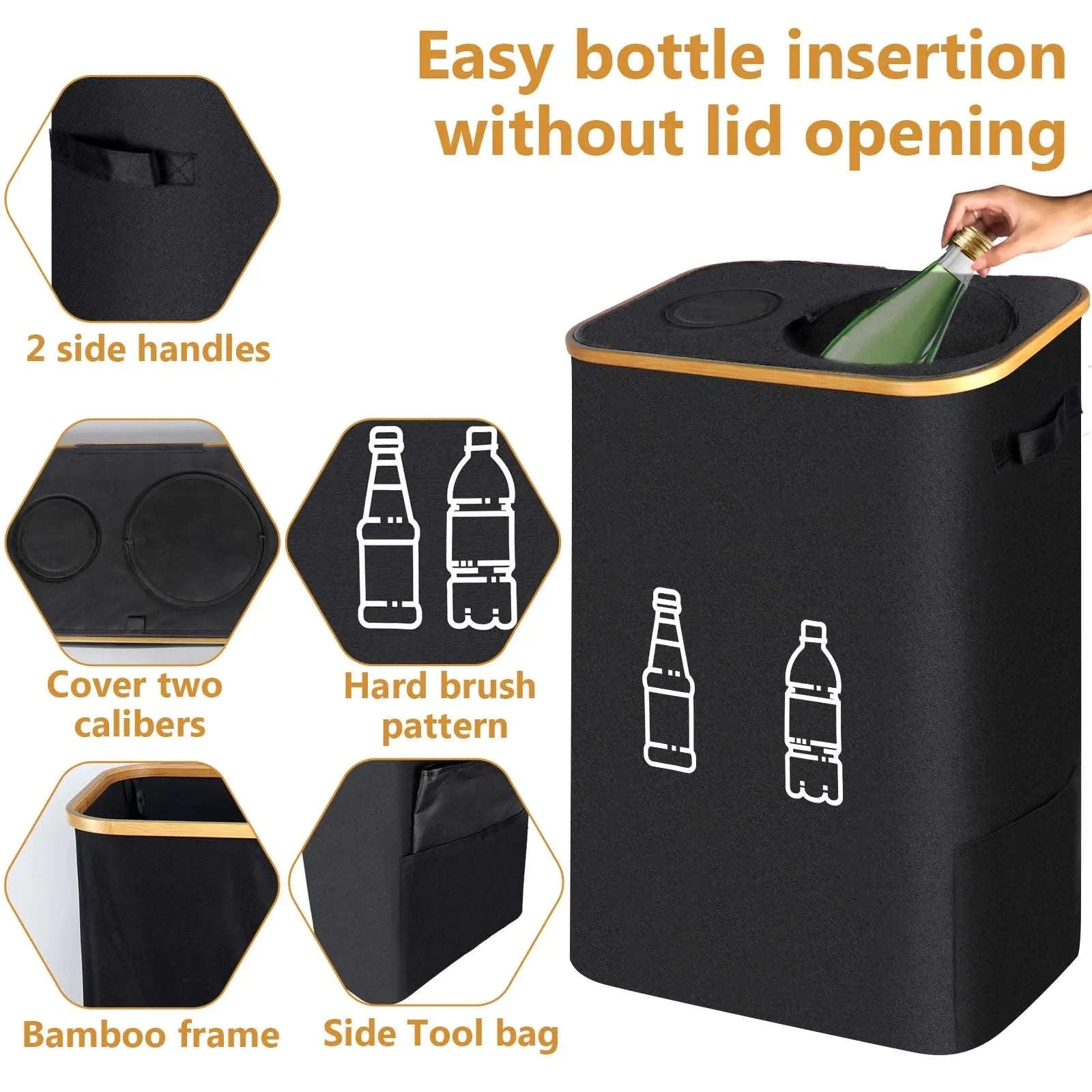 Large Foldable Recycling Bin with Lid 100L 145L Storage Organizer-145L / france