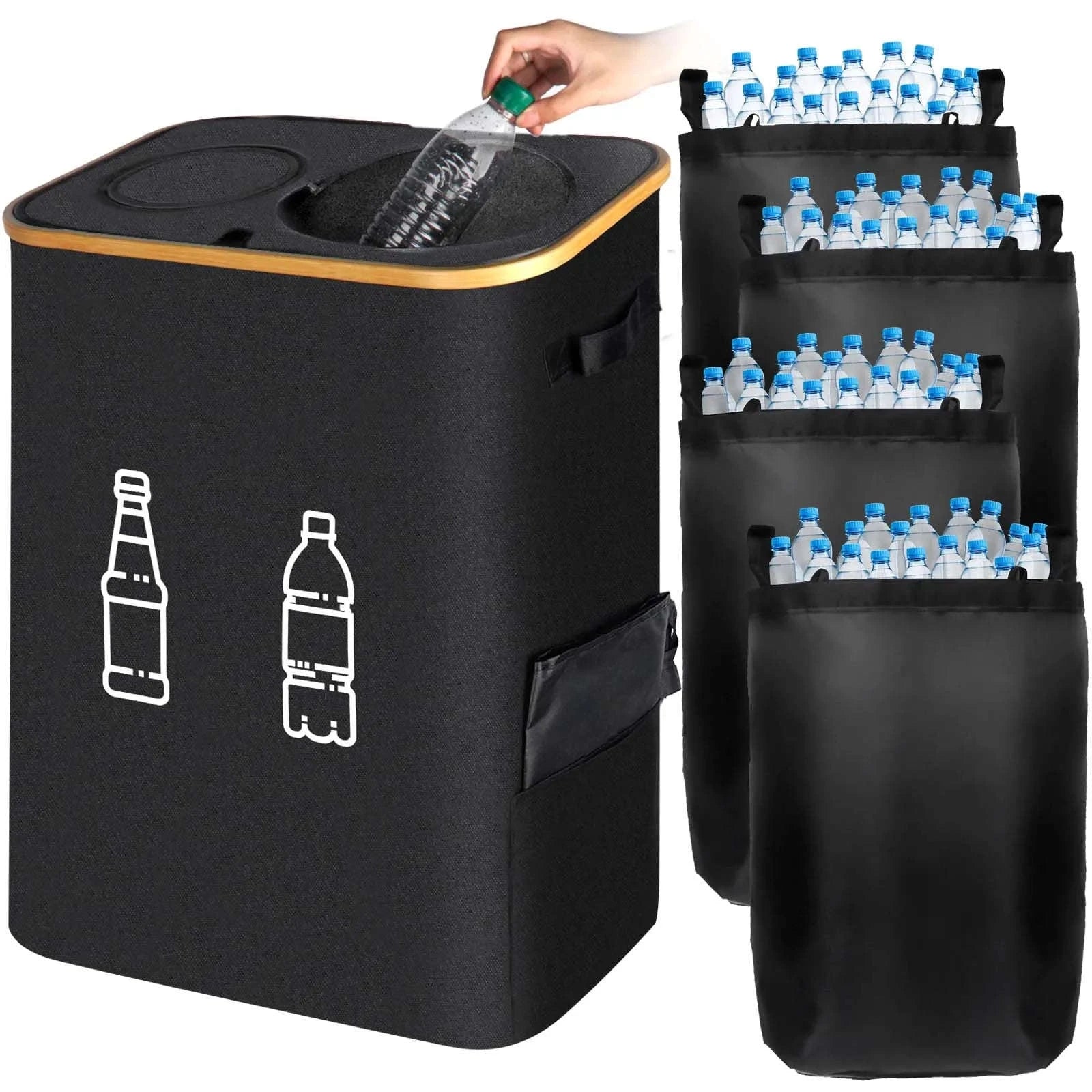 Large Foldable Recycling Bin with Lid 100L 145L Storage Organizer-145L / france