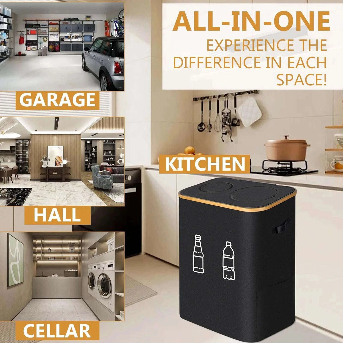 Large Foldable Recycling Bin with Lid 100L 145L Storage Organizer-145L / france