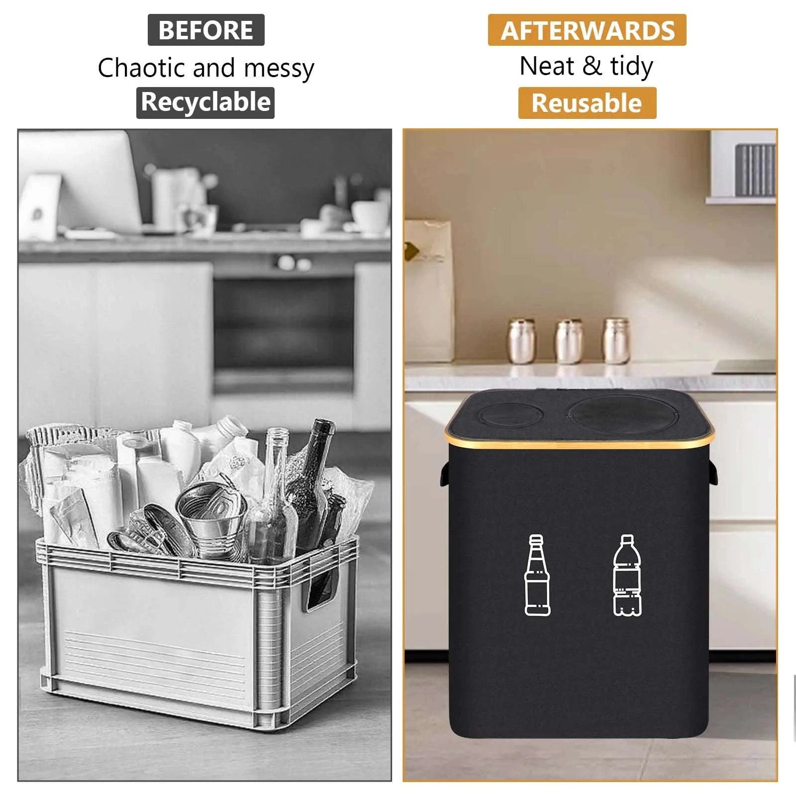 Large Foldable Recycling Bin with Lid 100L 145L Storage Organizer-145L / france