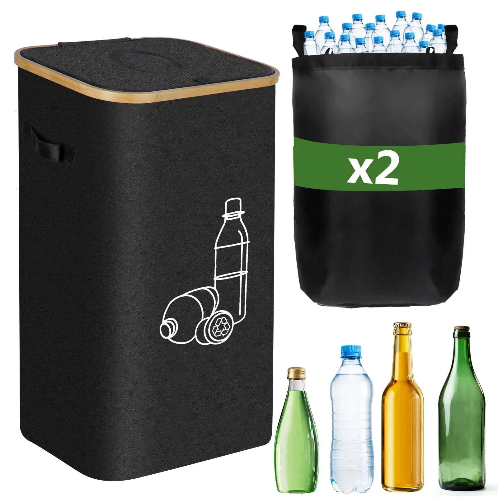 Large Foldable Recycling Bin with Lid 100L 145L Storage Organizer-145L / france