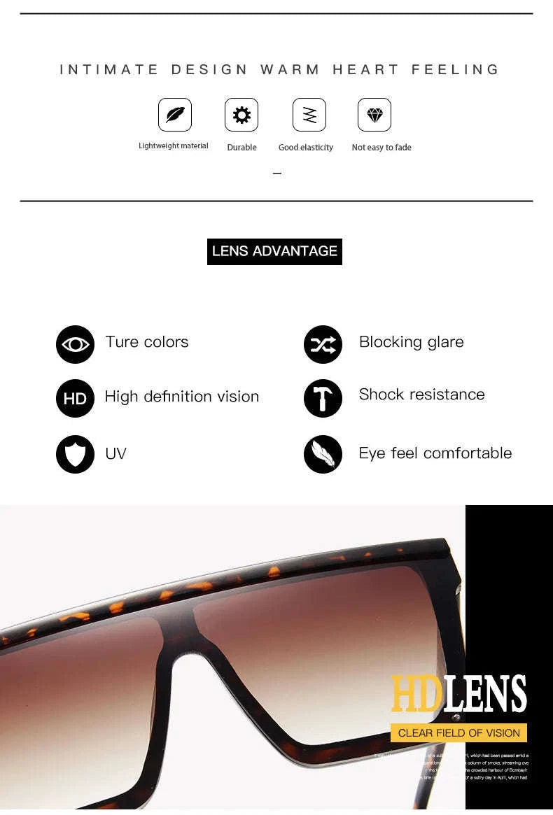 Large-Frame One-Piece Fashion Sunglasses for Women-Black purple