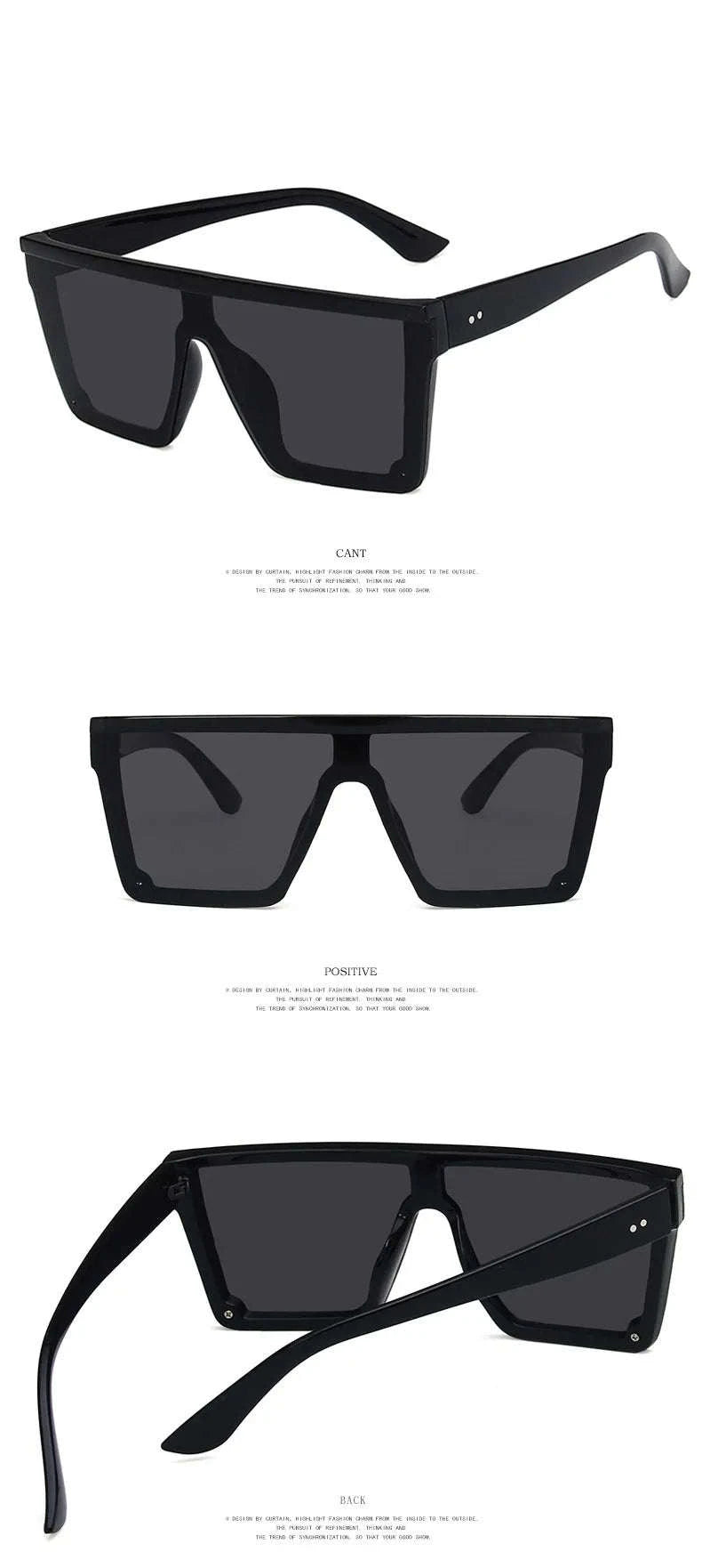 Large-Frame One-Piece Fashion Sunglasses for Women-Black purple