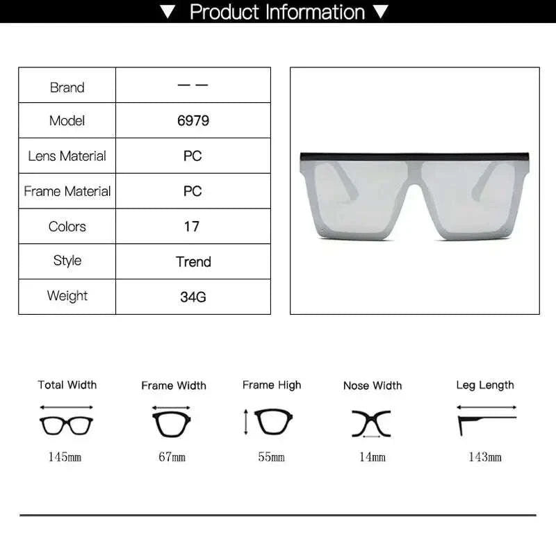 Large-Frame One-Piece Fashion Sunglasses for Women-Black purple