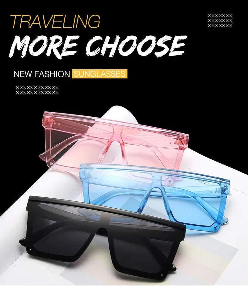 Large-Frame One-Piece Fashion Sunglasses for Women-Black purple