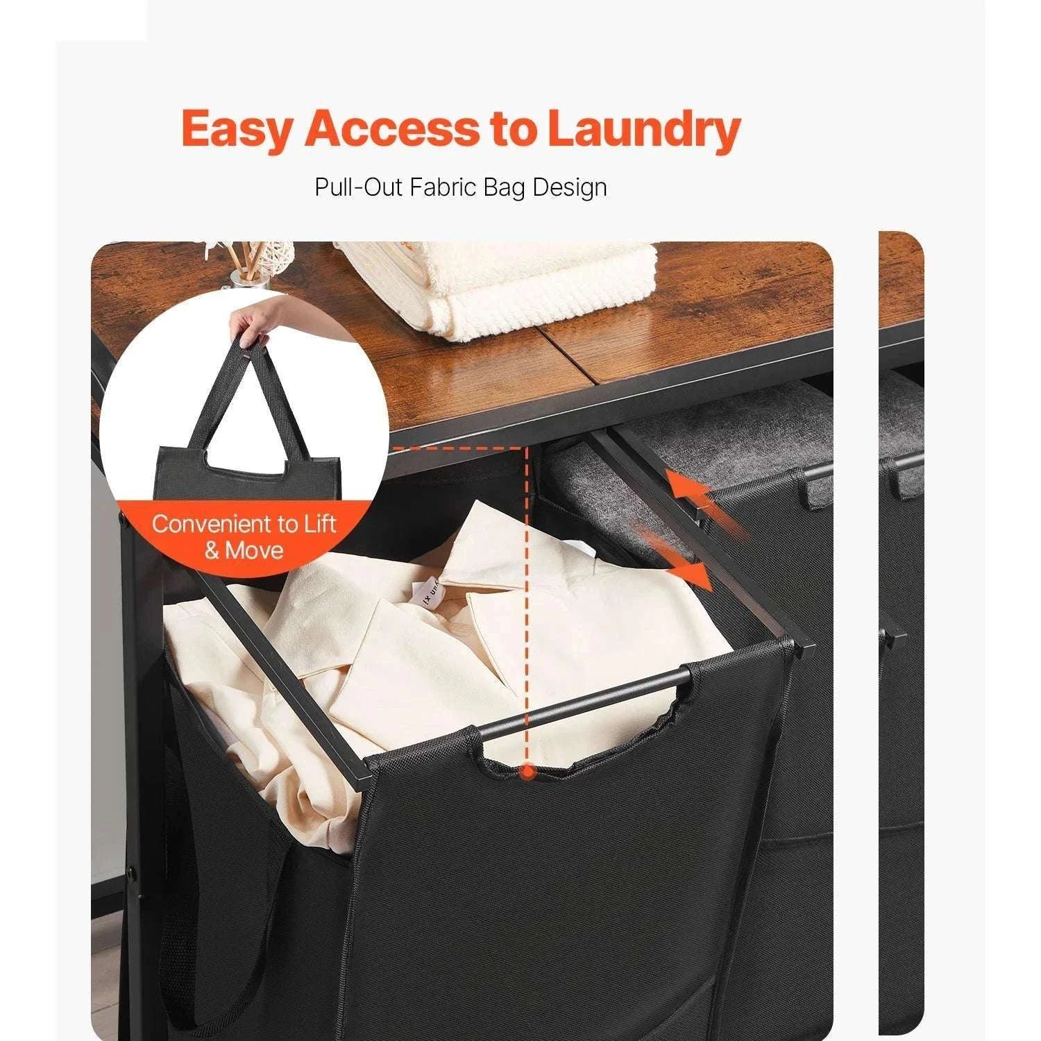 Large Laundry Sorter with Metal Frame & Pull-Out Bags-3 Compartments TypeA / United States
