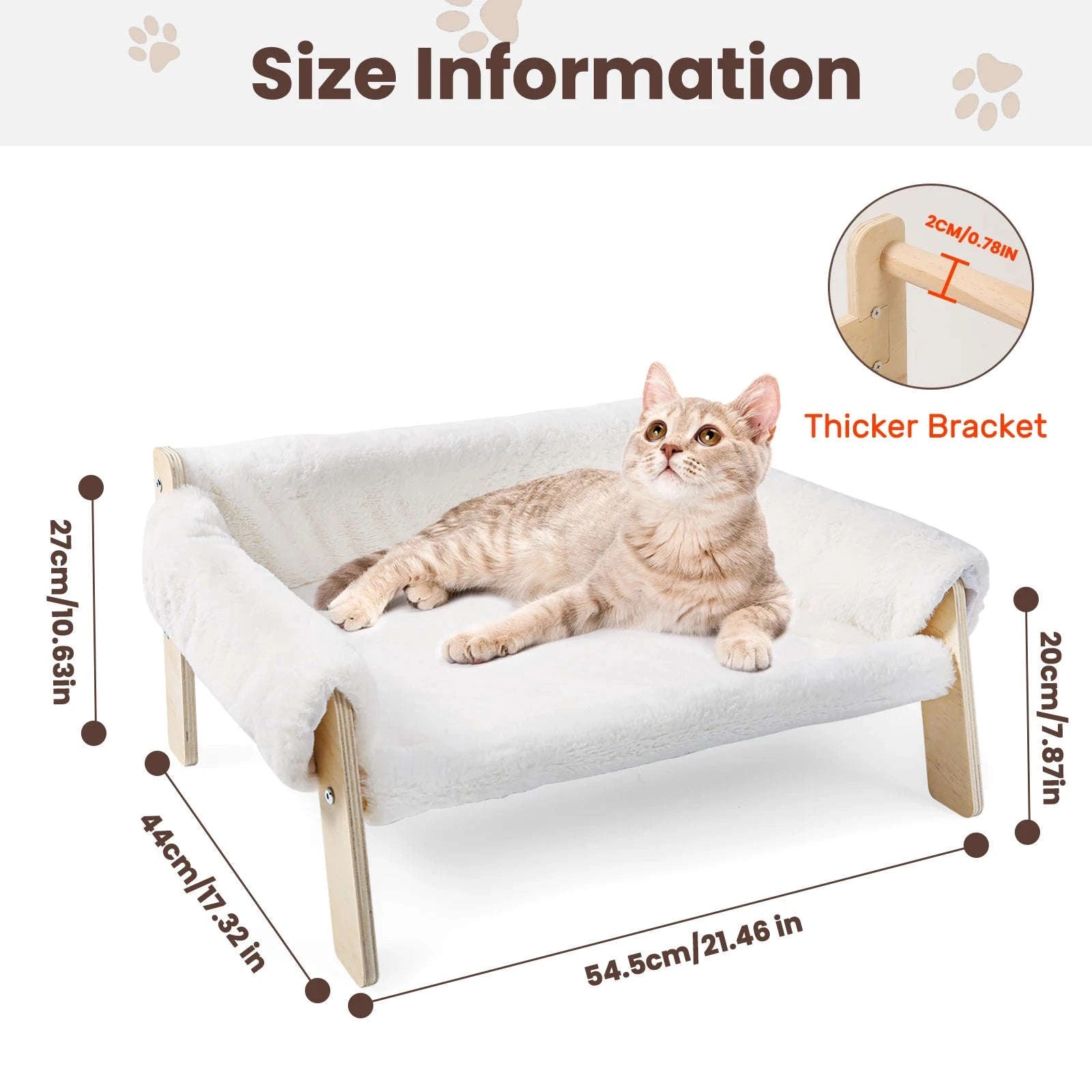 Large Raised Plush Cat Sofa Bed with Wooden Legs-Brown / United Kingdom