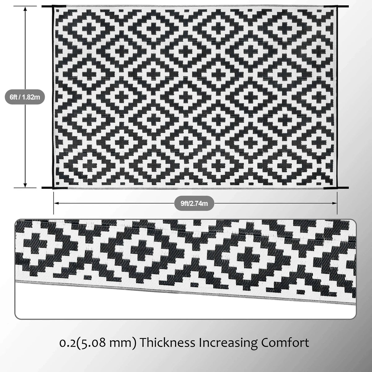Large Reversible Waterproof Picnic Rug for Camping and Patio-Rug
