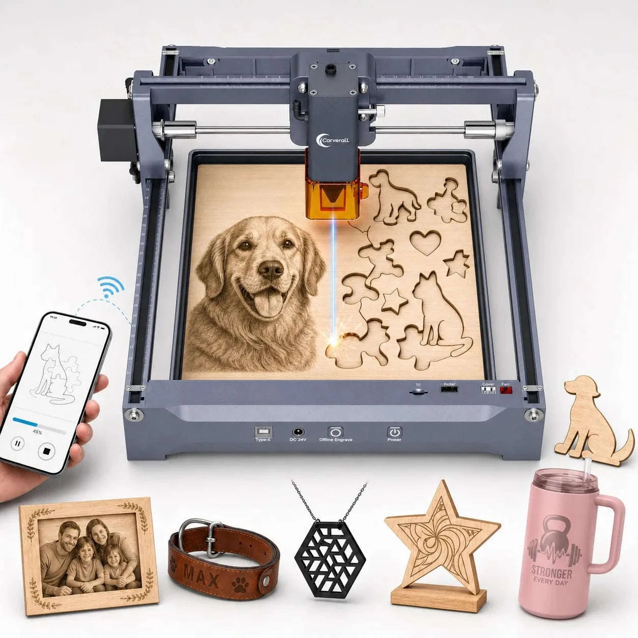 Laser Engraving Machine 5W 10W Free App Control Diode Engraver Cutter-10W Cover and Table / spain