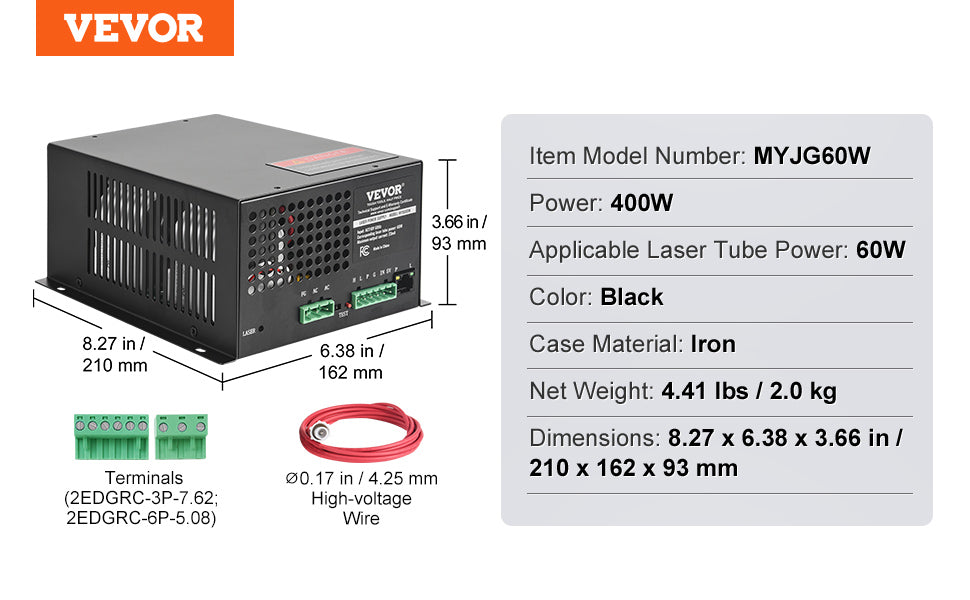 Τροφοδοτικό Ισχύος CO2 Laser 40W–150W για Χαράκτες & Κόφτες 110V