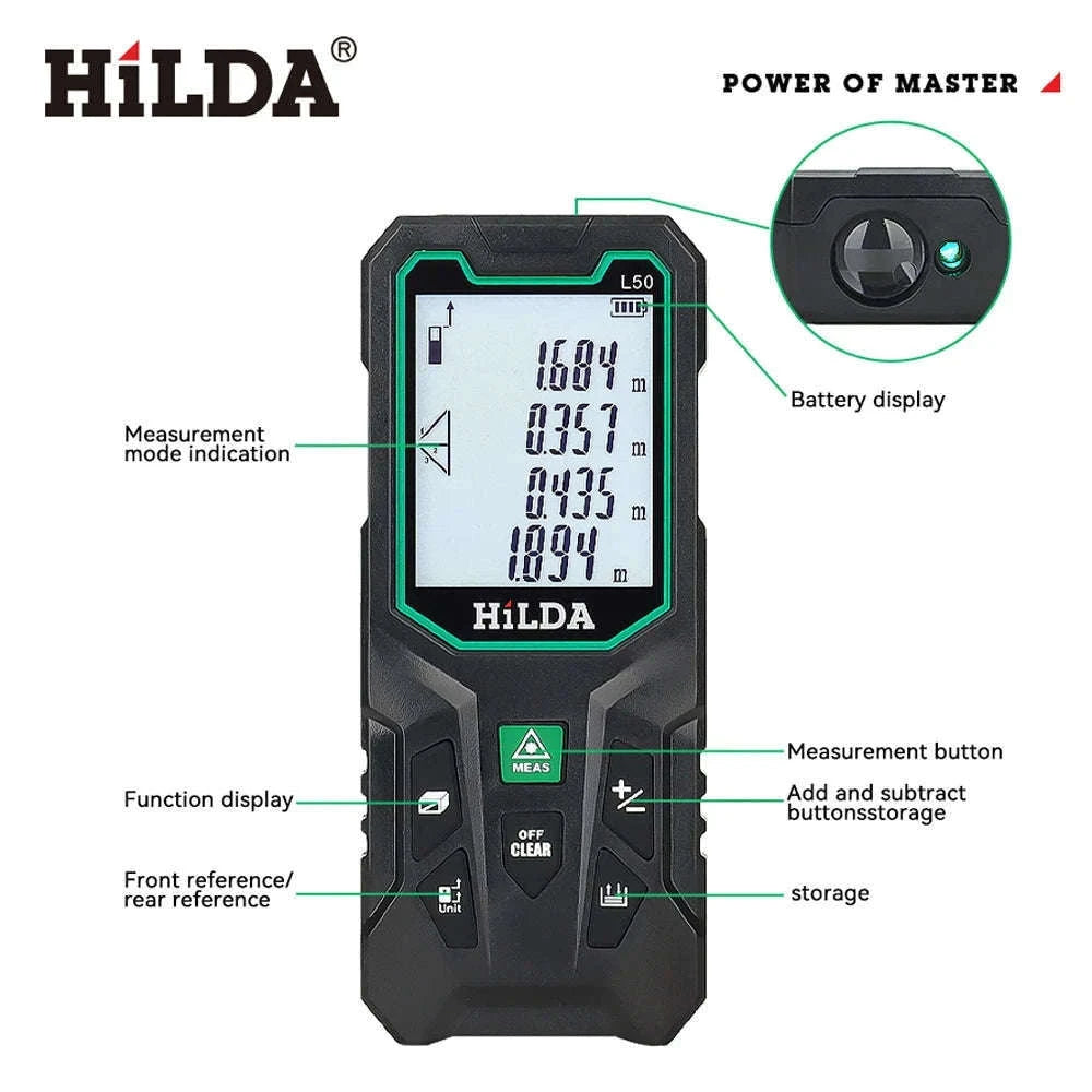 Laser Rangefinder 50/100/120M for Fast, Accurate Measurements-Red 50M