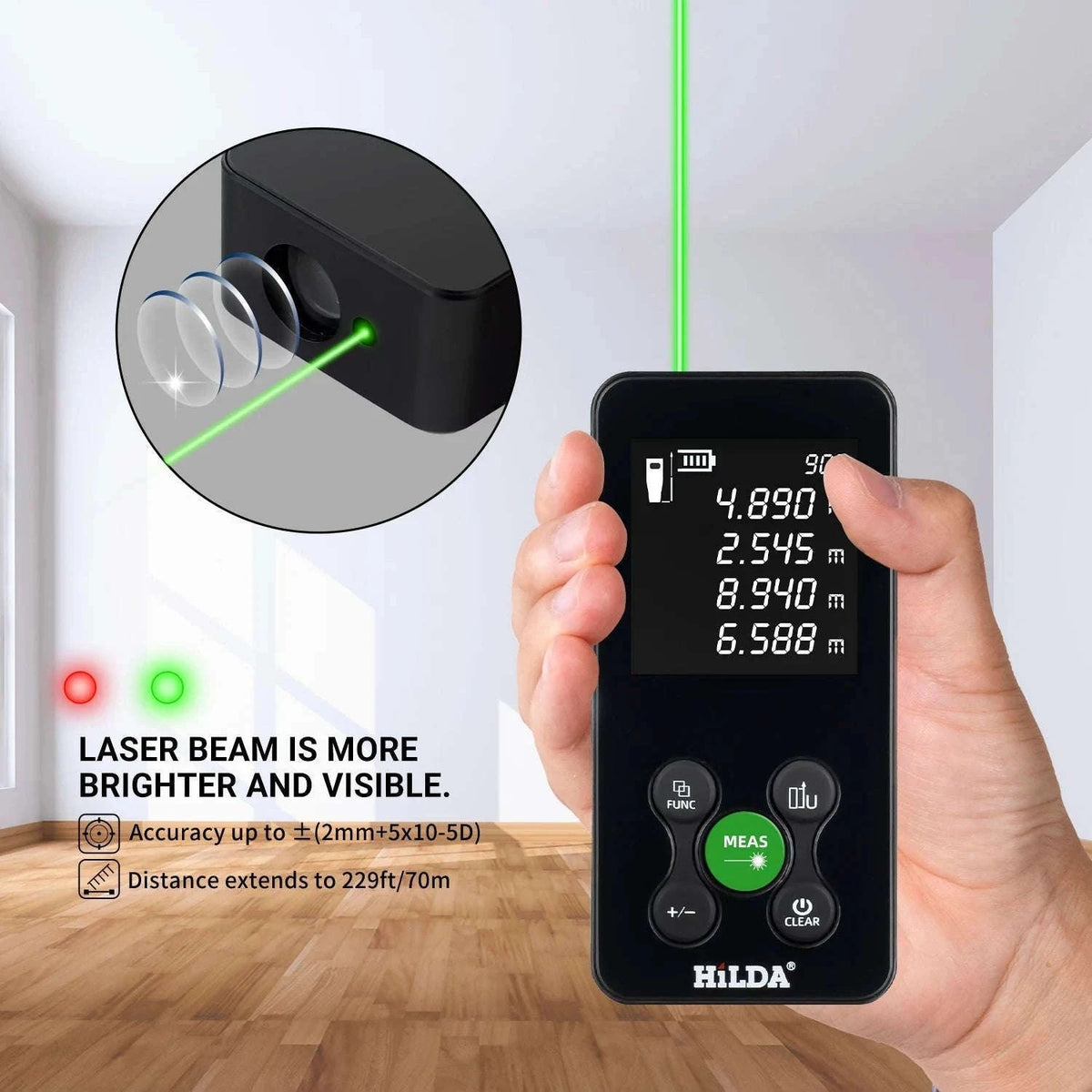 Laser Rangefinder 50/100/120M for Fast, Accurate Measurements-Red 50M