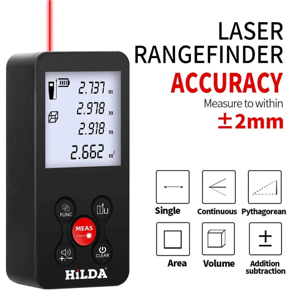 Laser Rangefinder 50/100/120M for Fast, Accurate Measurements-Red 50M