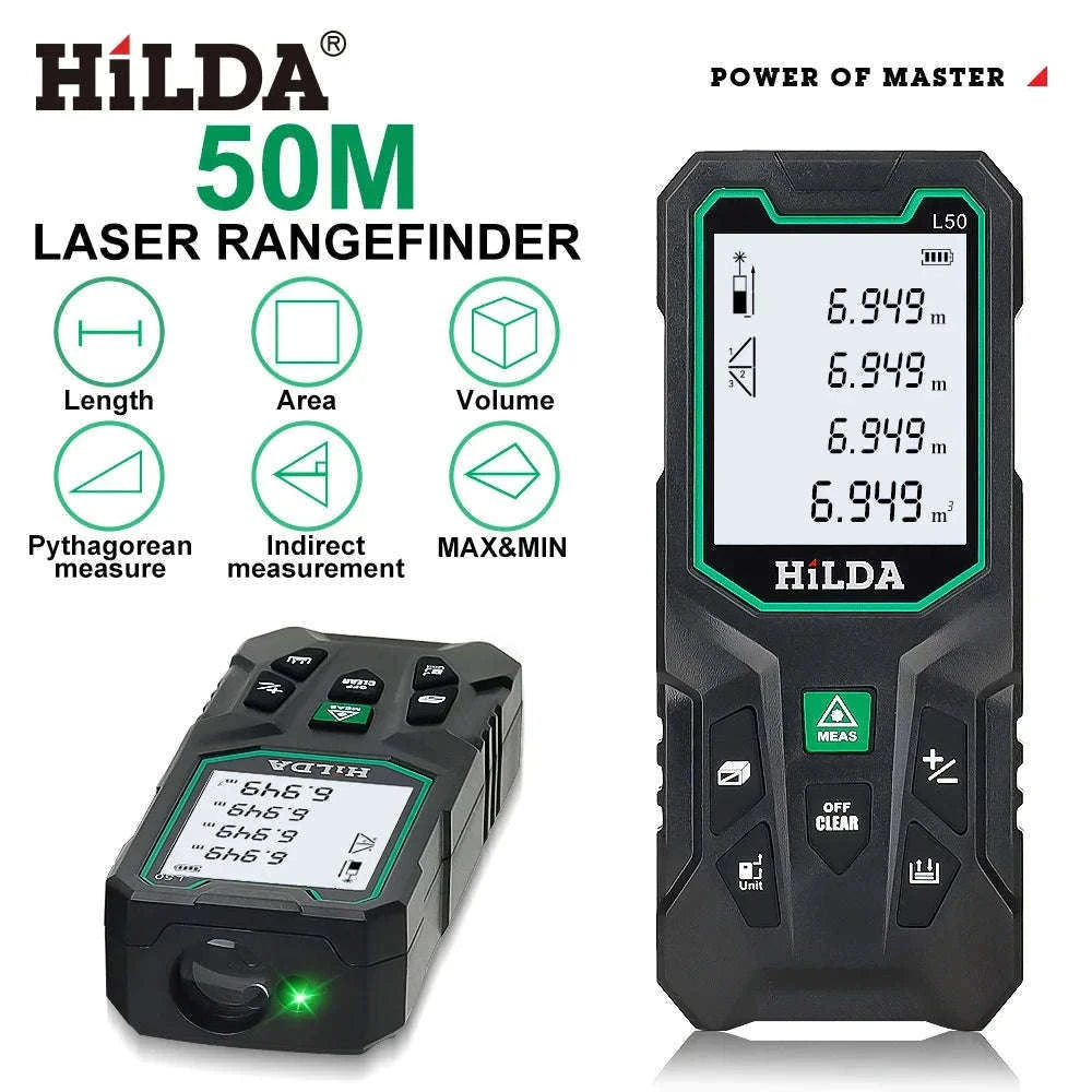 Laser Rangefinder 50/100/120M for Fast, Accurate Measurements-Red 50M