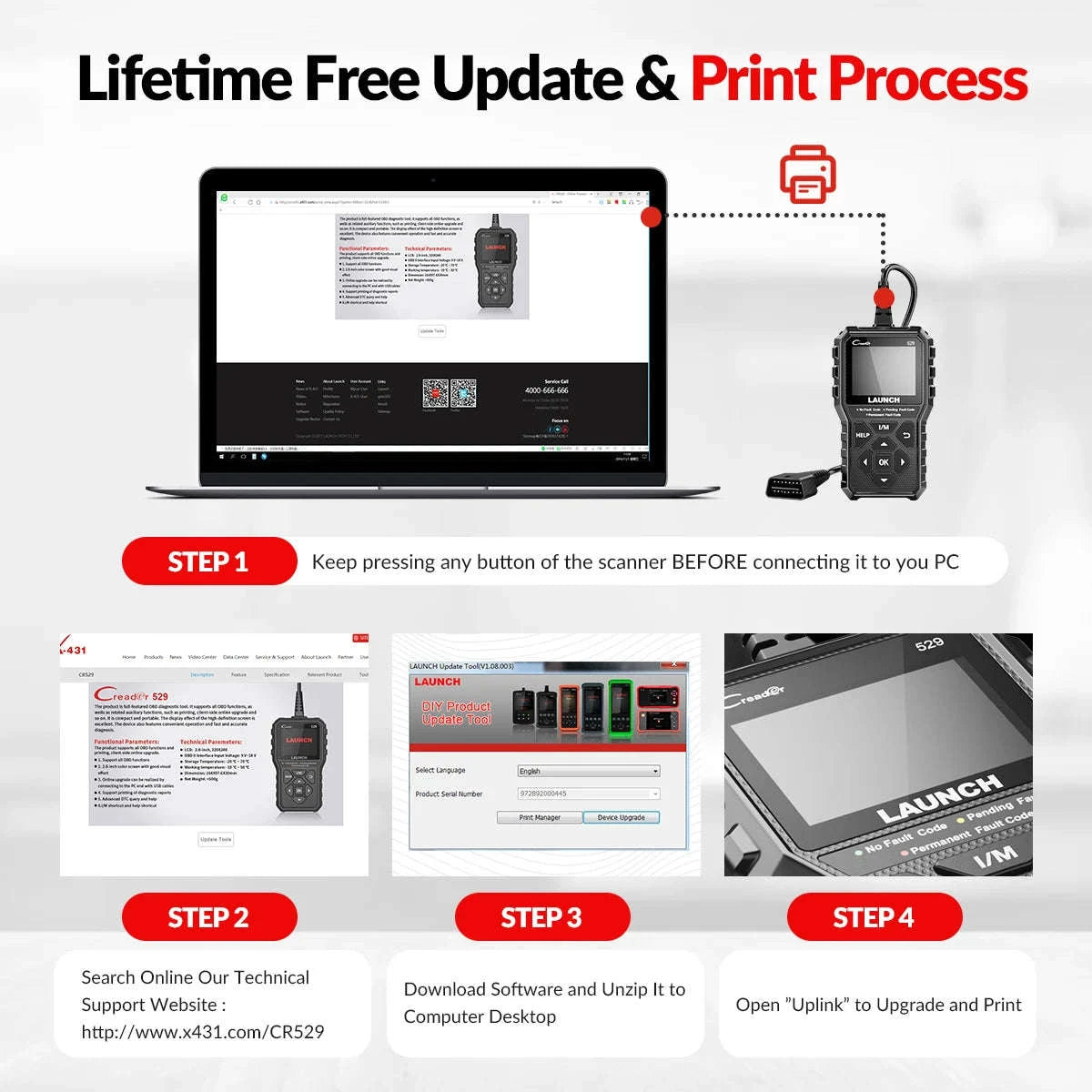LAUNCH CReader 529 OBD2 Scanner Diagnostic Tool-CR529 / france