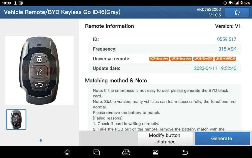 LAUNCH X431 Key Programmer for Smart Key and IMMO Chips-without 4 keys set / CZECH REPUBLIC