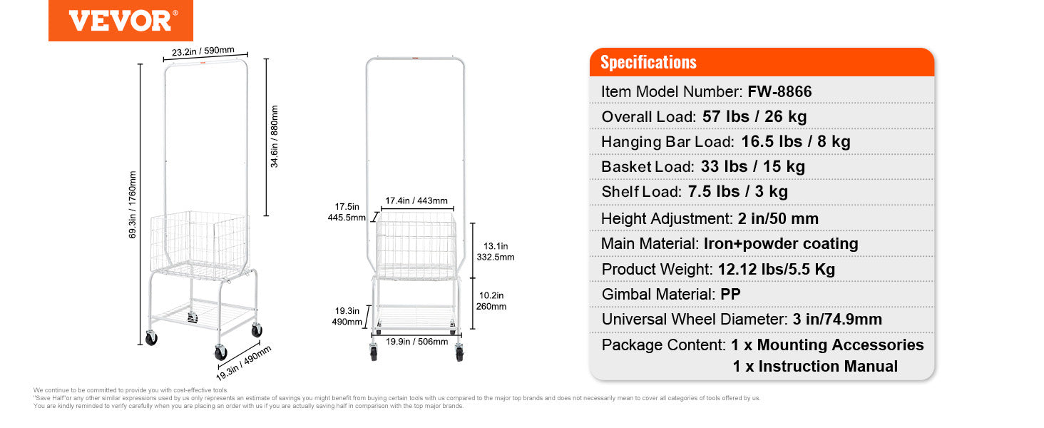 Height Adjustment Laundry Hamper Cart with Basket and Shelf Storage Organizer with Lockable Wheels