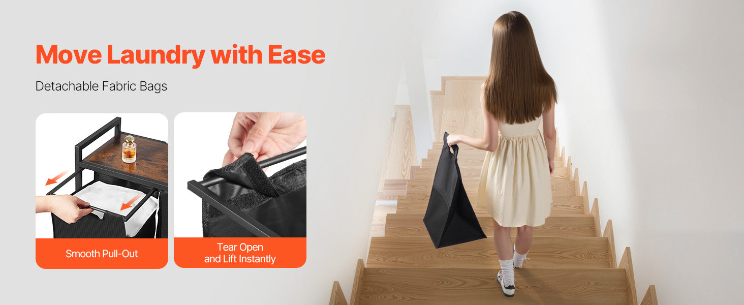 Large Laundry Sorter with Metal Frame & Pull-Out Bags