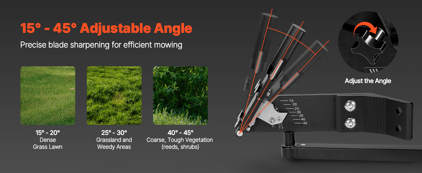 Adjustable Lawn Mower Blade Sharpener 15°–45° for Angle Grinders