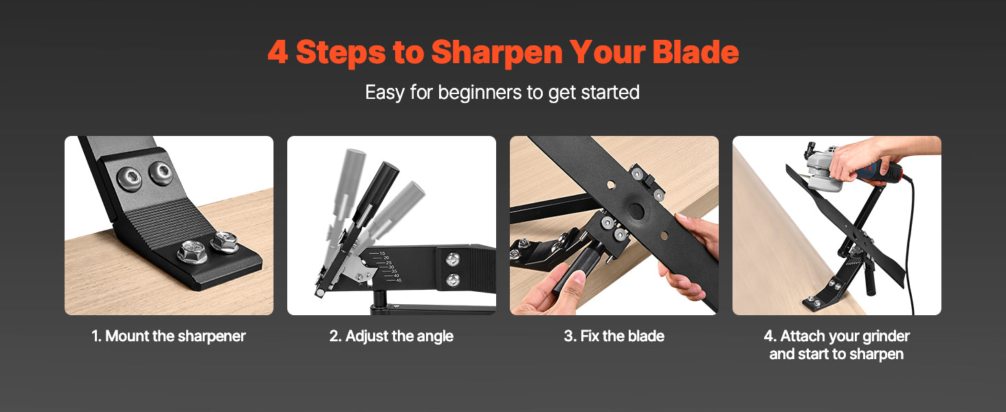 Adjustable Lawn Mower Blade Sharpener 15°–45° for Angle Grinders