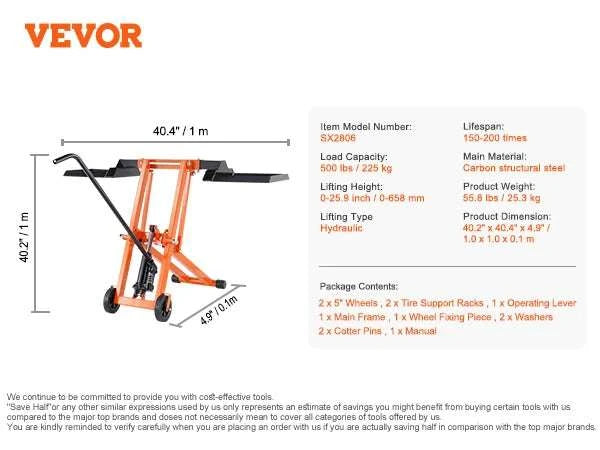 Lawn Mower Lift with Hydraulic Jack – 500 lb Adjustable Tractor Lifter-880LBS / United States