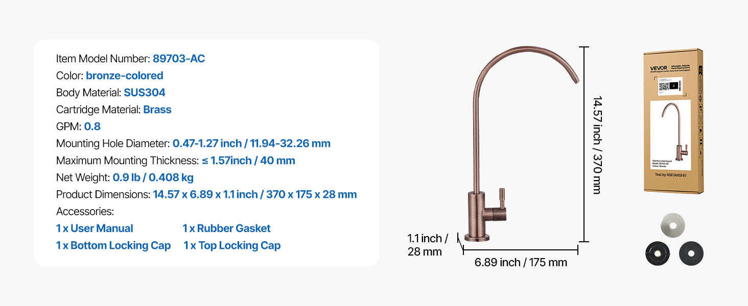 Lead-Free Stainless Steel Drinking Water Faucet-Antique Bronze / United States