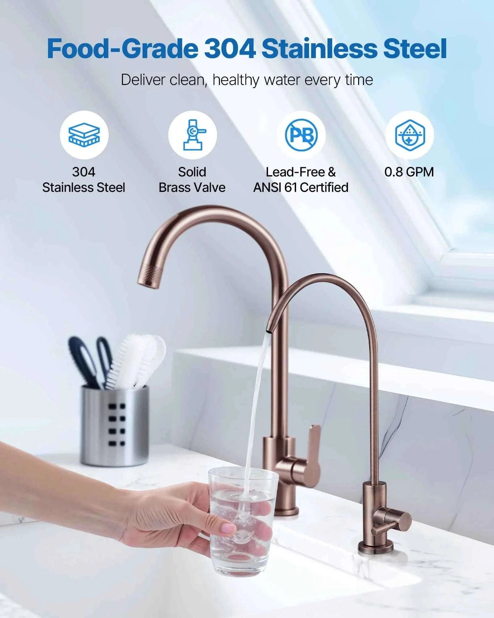 Lead-Free Stainless Steel Drinking Water Faucet-Antique Bronze / United States