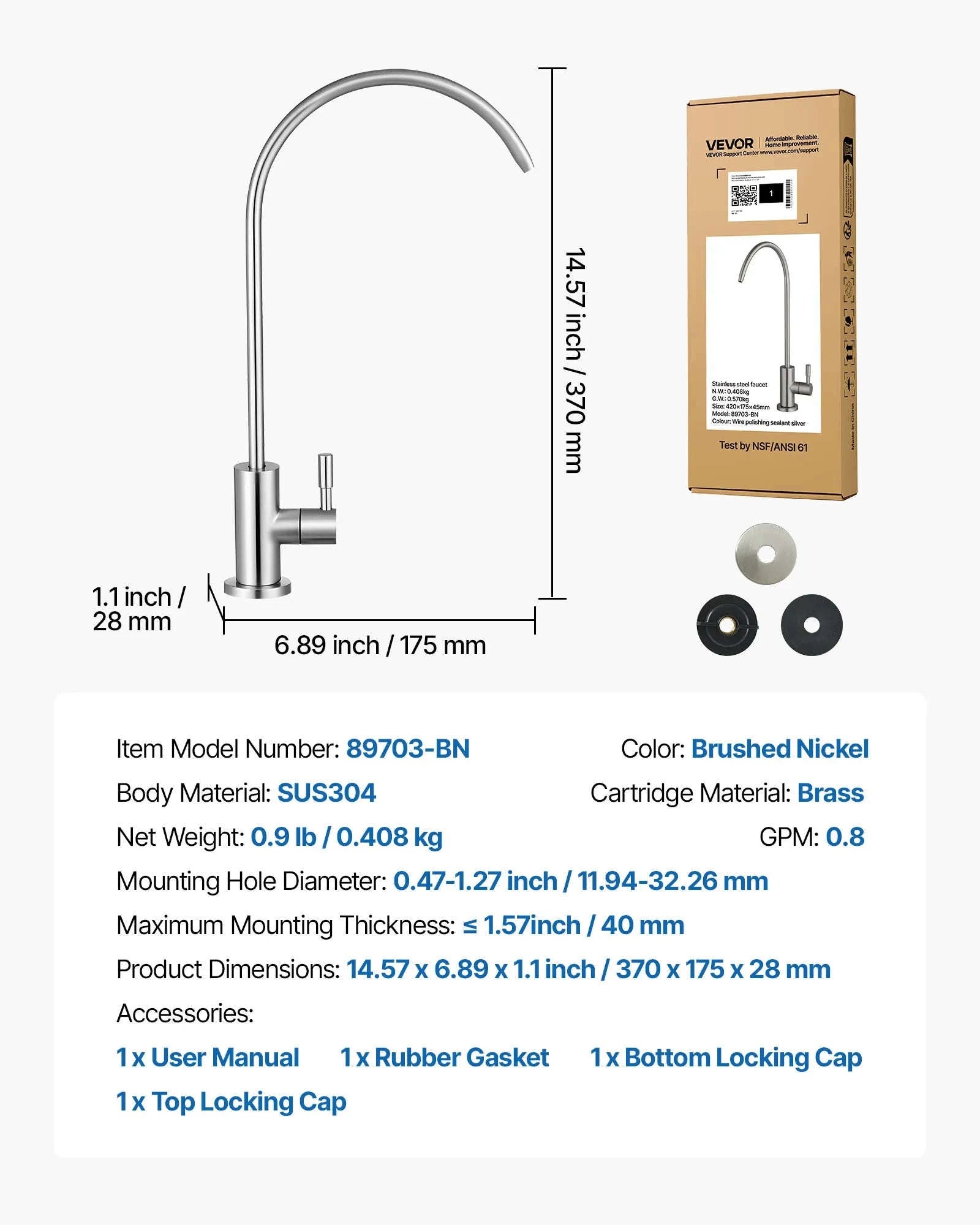 Lead-Free Stainless Steel Drinking Water Faucet-Antique Bronze / United States