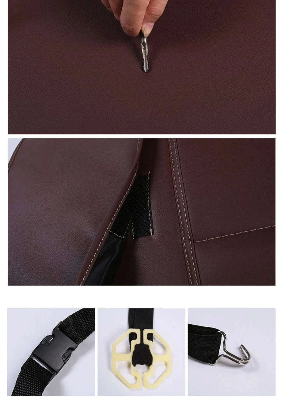 Leather Car Seat Back Protector with Storage Pocket-Leather Black 1PC