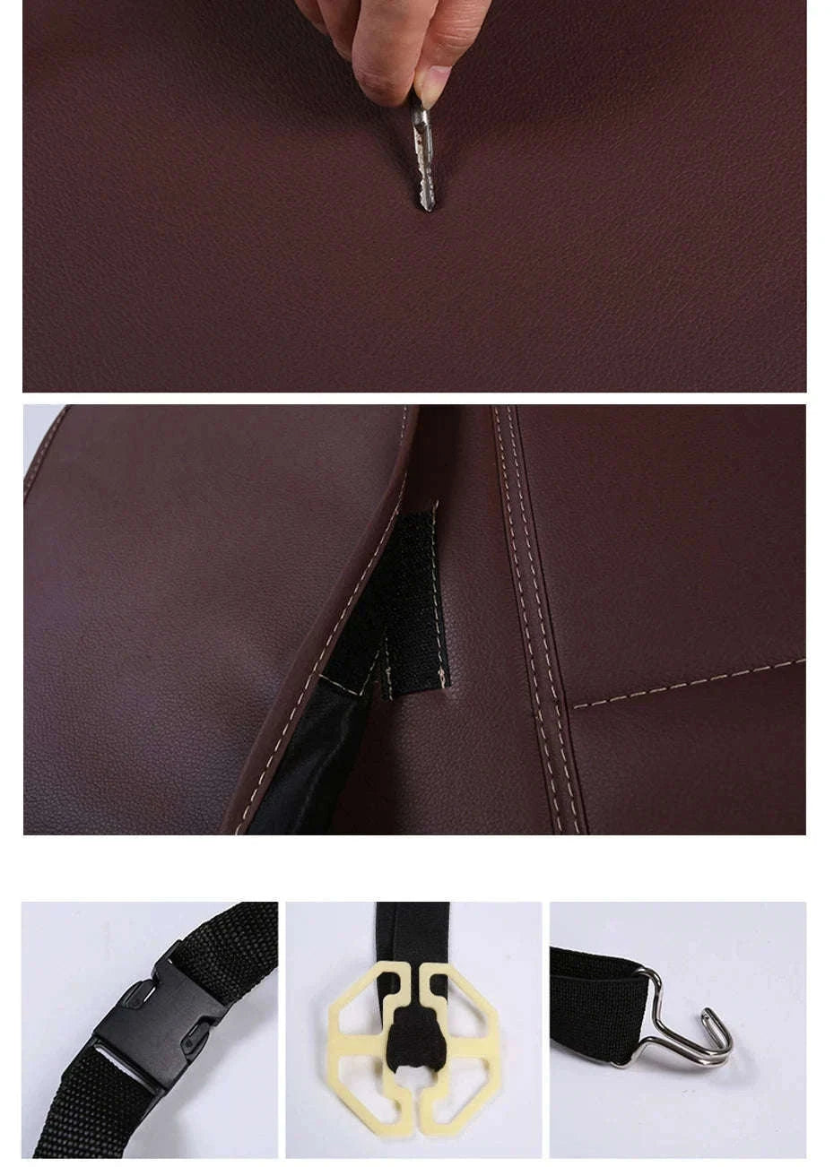 Leather Car Seat Back Protector with Storage Pocket-Leather Black 1PC